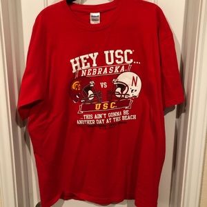 Nebraska vs. USC Men’s XL Short Sleeve Smack Shirt “…another day at the beach”